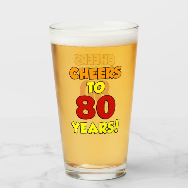 Cheers To 80 Years Glass (Front Filled)