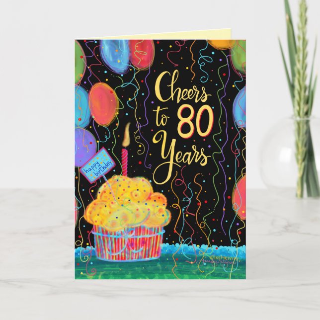 Cheers to 80 Years Happy Birthday Card (Front)