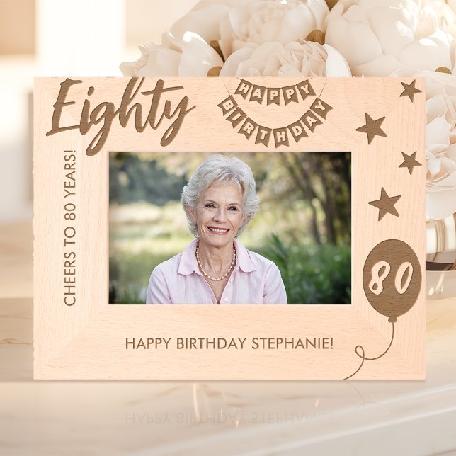 Cheers To 80 Years Happy Birthday Etched Frames (Creator Uploaded)