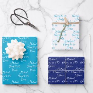 Cheers to 80 Years Navy Marine Blue 80th Wrapping Paper Sheet
