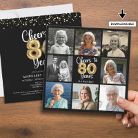Cheers to 80 Years Photo Collage Balloons Birthday