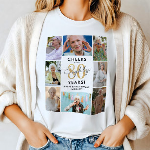 Cheers to 80 Years Photo Collage Birthday T-Shirt