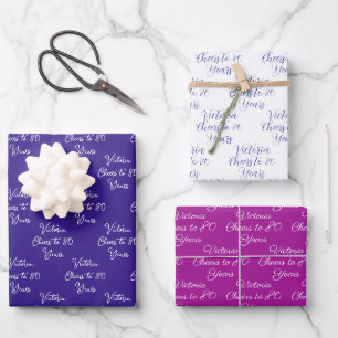 Cheers to 80 Years Purple Magenta 80th Birthday Wrapping Paper Sheet