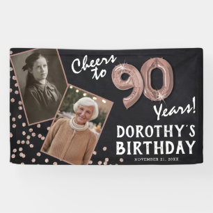 Cheers to 80 Years Rose Gold 2 Photo Birthday  Banner