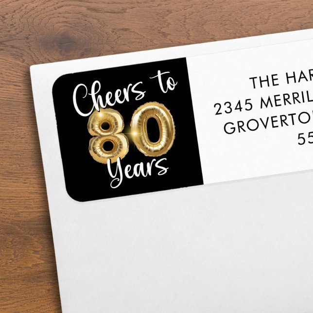 Cheers to 80 Years Script Balloon Black Gold (Creator Uploaded)