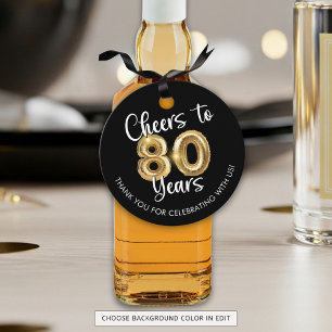 Cheers to 80 Years Script Balloon Thank You Favour Tags