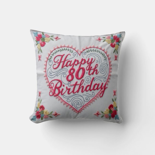 Cheers to 80 Years” Throw Pillow: Celebrate  Cushion (Front)