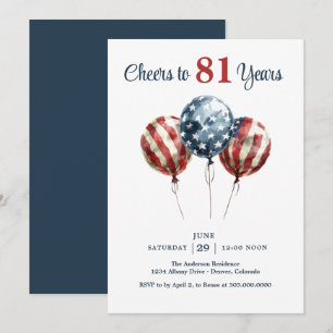 Cheers to 81 Years Birthday Party  Invitation