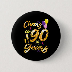 Cheers To 90 Years 1931 90th Birthday Celebration 6 Cm Round Badge