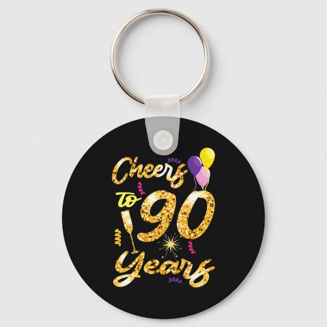 Cheers To 90 Years 1931 90th Birthday Celebration  Key Ring (Front)