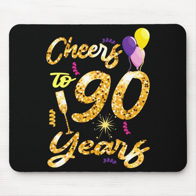 Cheers To 90 Years 1931 90th Birthday Celebration  Mouse Mat (Front)