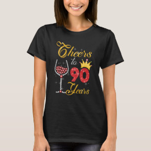 Cheers to 90 Years 1933 90th Birthday Wine Diamond T-Shirt