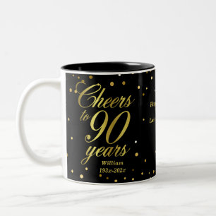 Cheers to 90 Years 90th Birthday Two-Tone Coffee Mug