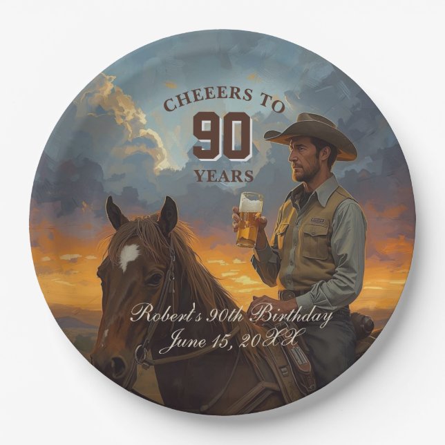 Cheers to 90 Years  Paper Plate (Front)