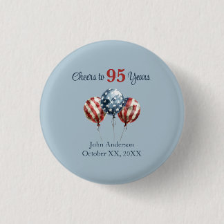 Cheers to 95 Years Birthday Party  3 Cm Round Badge