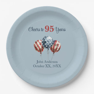 Cheers to 95 Years Birthday Party Paper Plate