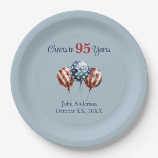 Cheers to 95 Years Birthday Party  Paper Plate