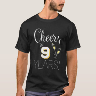 Cheers To 9 Years Married Couples Champagne Annive T-Shirt