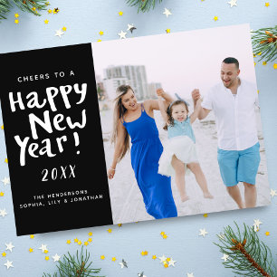 Cheers to a Happy New Year Modern Photo Holiday Card