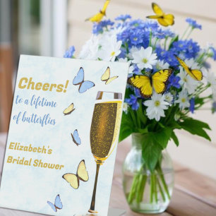 Cheers To A Lifetime Of Butterflies Bridal Shower Pedestal Sign