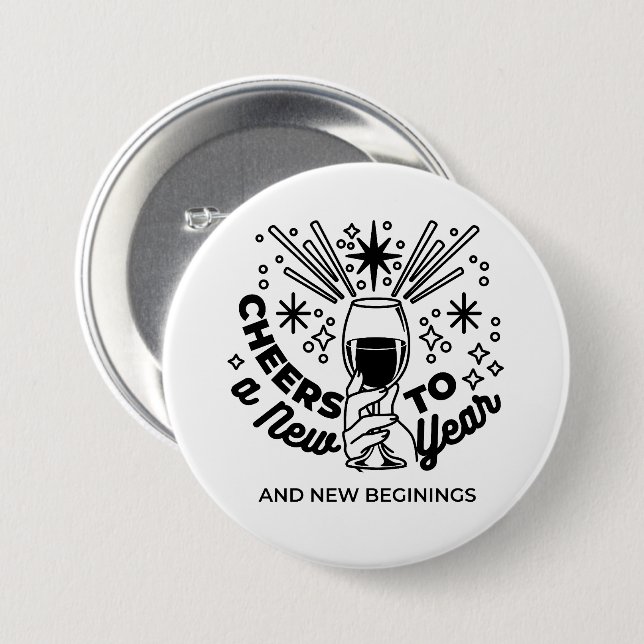 Cheers to a New Year Celebration Design 7.5 Cm Round Badge (Front & Back)