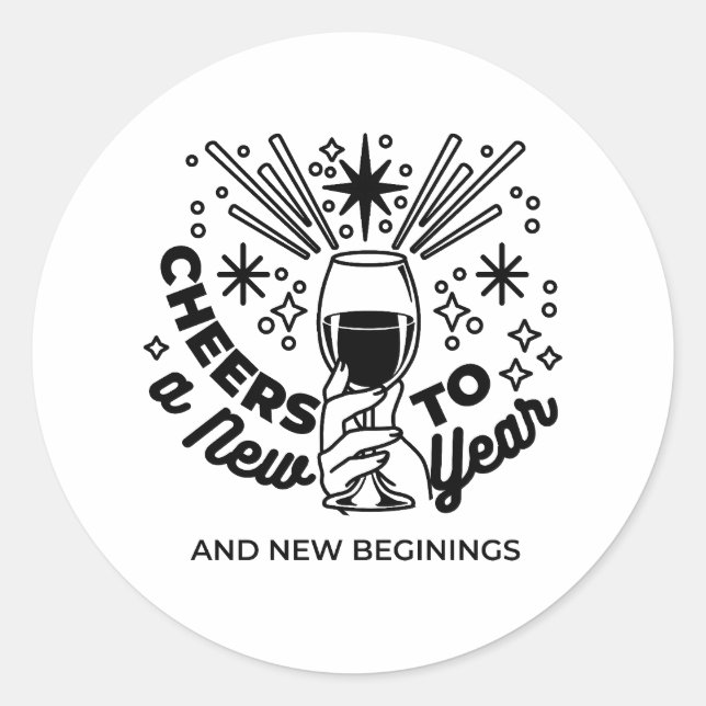 Cheers to a New Year Celebration Design Classic Round Sticker (Front)