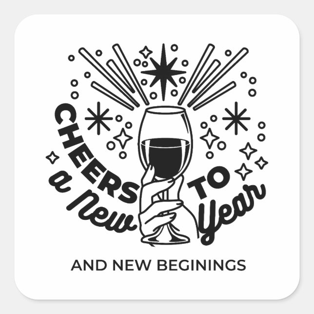 Cheers to a New Year Celebration Design Square Sticker (Front)