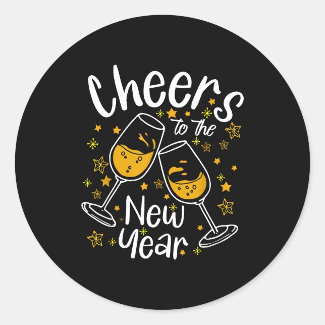 Cheers To A New Year Eve Party Countdown Happy New Classic Round Sticker (Front)