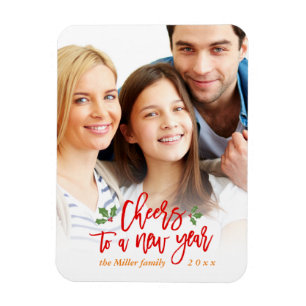 Cheers to A New Year Holiday Family Kids Photo Magnet