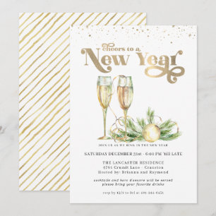 Cheers to a New Year Sparkling Champagne Invitation