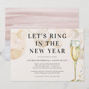 Cheers to a New Year   Sparkling Champagne  Invitation