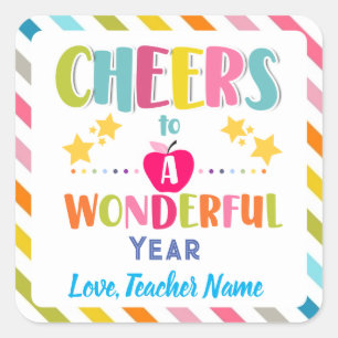 Cheers to a Wonderful Year bright and colourful Square Sticker