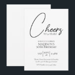 Cheers To Any Age 30th Black & White Birthday Invitation<br><div class="desc">Cheers To Any Age 30th Black & White Birthday Invitation. Personalise the custom text above. You can also change the background colour. You can find additional coordinating items in our "Minimalist Black and White Birthday" collection.</div>