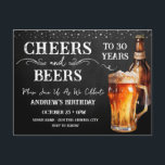 Cheers to Beers 30th Birthday Postcard<br><div class="desc">Rustic Black Chalkboard watercolor beer bottle and pint glass. Rustic Outdoor or bar birthday invitations for him. Any age. Easy to personalised template. All text can be adjusted using the design option. Fun,  simple,  casual birthday invites for him.</div>