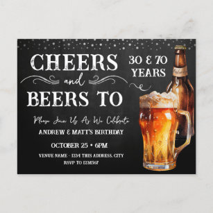 Cheers to Beers Double Birthday Postcard