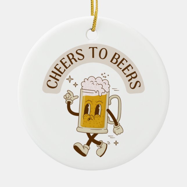 Cheers to Beers T-Shirt T-Shirt Ceramic Tree Decoration (Front)
