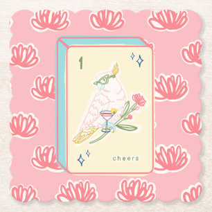 Cheers to Bird Bam Mahjong Paper Coaster