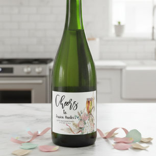 Cheers to Custom Birthday Party Sparkling Wine Boh Label
