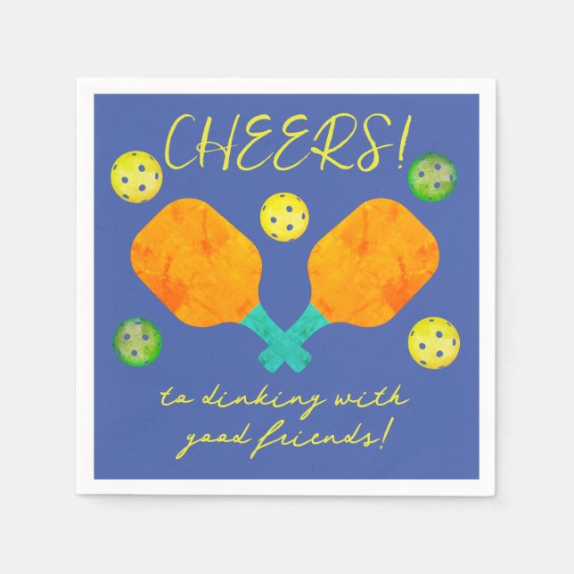 Cheers to Dinking Pickleball Cocktail Napkin (Front)