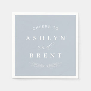 Cheers To Dusty Blue Wedding Cocktail Napkins