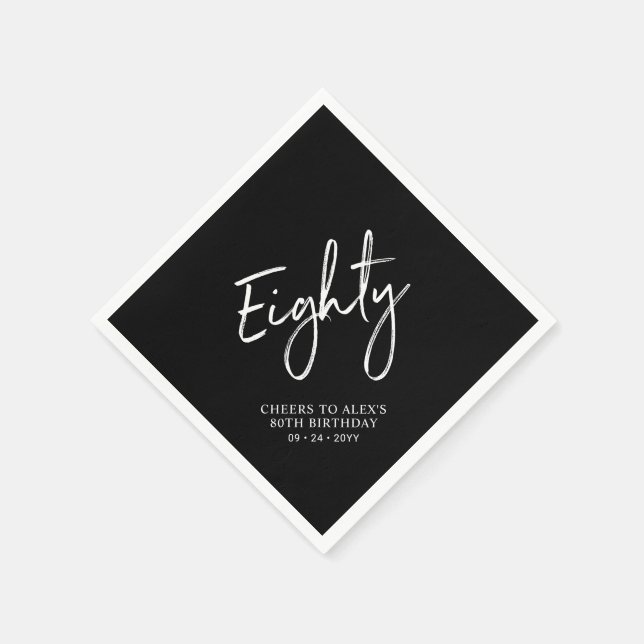 Cheers to Eighty Modern Adult 80th Birthday Party Napkin (Corner)