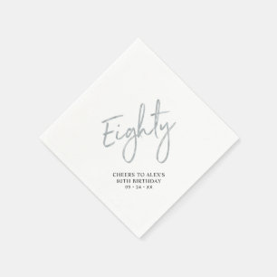 Cheers to Eighty Silver Adult 80th Birthday Party Napkin