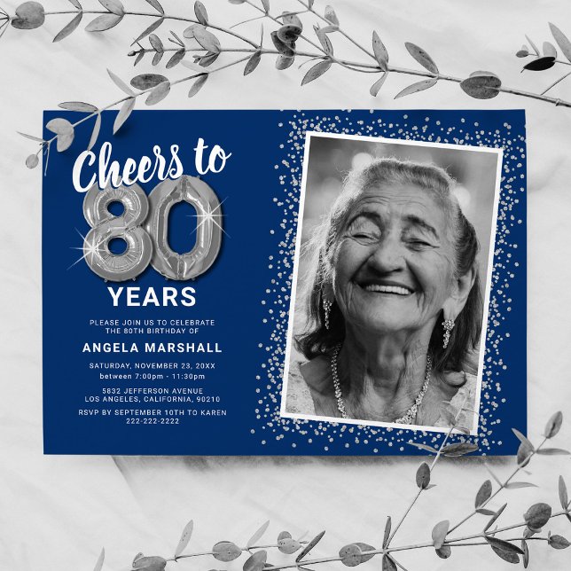 Cheers to Eighty Years 80th Birthday Photo Invitation (Creator Uploaded)