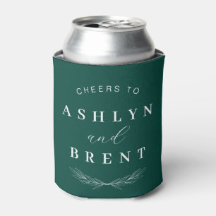 Cheers To Emerald Green Wedding Can Cooler/Koozie Cooler