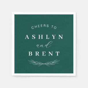 Cheers To Emerald Green Wedding Cocktail Napkins