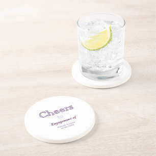 cheers to engagement of name purple pastel maron coaster