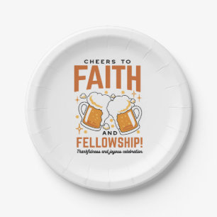 Cheers to Faith & Fellowship - Oktoberfest Tee Paper Plate