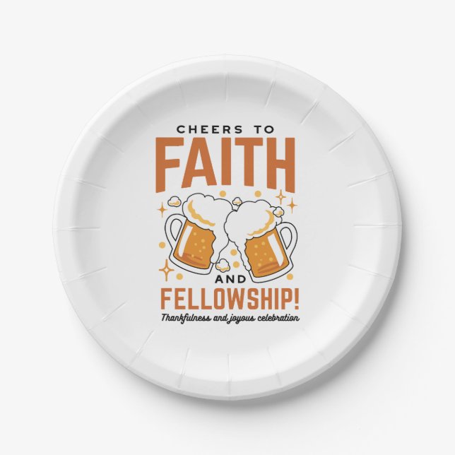 Cheers to Faith & Fellowship - Oktoberfest Tee Paper Plate (Front)