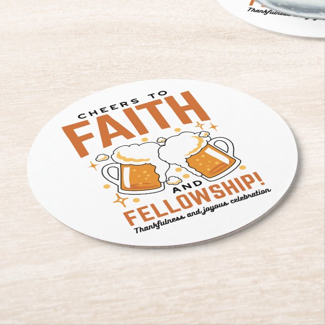Cheers to Faith & Fellowship - Oktoberfest Tee Round Paper Coaster (Angled)