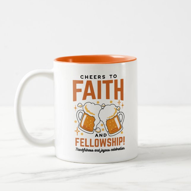 Cheers to Faith & Fellowship - Oktoberfest Tee Two-Tone Coffee Mug (Left)